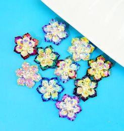 Shining Crystal Flower Pin Brooches For Women Handmade Winter Fashion Pin Broocch 8 Colors Available Party Accessories