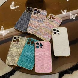 Luxury designer phone case iPhone14 Pro Max 13 12 11 Plated pack edge stylish texture.