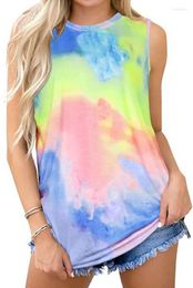 Women's Tanks Tie Dye Flower Butterflyl 3D Print Tank Tops Sleeveless Yoga Workout Vest Off Shoulder Woman Running Streetwear Camisole