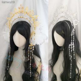 Diy Lolita Virgin Hair Hoop Sun Goddess Headdress Material Package Angel Headpiece Halo Headband Tiara Accessories L230704
