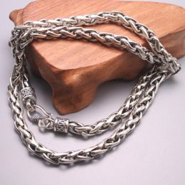 Chains Pure 925 Sterling Silver Necklace 6.3mm Wheat Link Chain 21.65" L