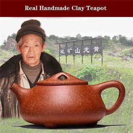 240CC Real Handmade Yixing Clay Teapot Chinese Kettle Puer Tea Set Kung Fu Zisha Teaware 2107242933