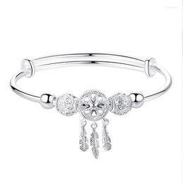 Strand Fashion Dream Catcher Feather Tassel Charm Bracelet For Women Girl Friendship Jewellery Adjustable Hollow Out Bangle Gift