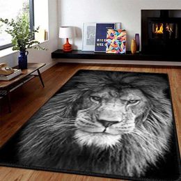 Carpets Personality Lion Tiger Pattern Living Room Carpet Home Bedroom Carpet Corridor Bathroom Anti-slip Mat Interior Door Mat Alfombra R230717
