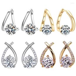 Hoop Earrings Selling 925 Sterling Silver Dazzling Zircon Water Drop Shaped Women's Temperament Light Luxury Style Gift