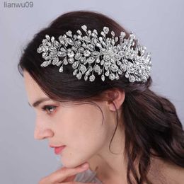 Luxury Elegant Silver Gold Rhinestone Crystal Headpieces for Wedding Headdress Handmade Vintage Style Bridal Hair Comb Headband L230704