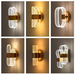 Wall Lamp LED Acrylic 3 Light Colors Mounted Sconce For Bedroom Corridor Stairs Bathroom Stainless Mirror Front