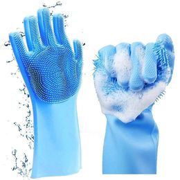 Disposable Gloves 1 Pair Silicone Cleaning Multifunction Magic for Dish Washing Car Pet Hair Kitchen Clean Tool 230717
