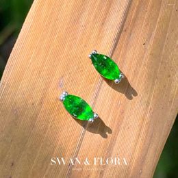 Stud Earrings 5 3MM Natural Diopside For Women Green Stone 925 Sterling Silver Vintage Femme Gift Prevent Allergy Fine Jewellery