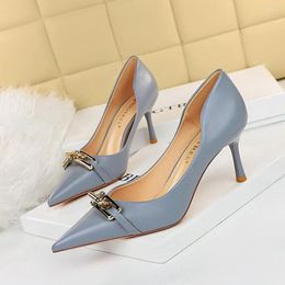 Dress Shoes BIGTREE Sexy Women Fetish High Heels Glossy Shiny Metal Chain Pumps Lady Nightclub Wedding Bridal Blue Stripper