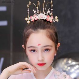 Vintage Hair Crown for Girls Women Ancient Chinese Hair Pins Hanfu Headdress L230704