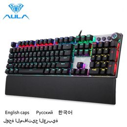 Keyboards AULA F2088 Mechanical Gaming Full Key Programmable Marcro Keyboard Anti-ghosting Switch Wired Mixed Backlit Keyborad for Game PC 230715