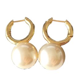 Designer Pearly Earrings Chic Charm Gold Earrings Women Simple Vintage Eardrops Party Headdress Jewellery With Box Package