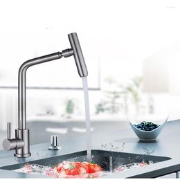 Kitchen Faucets SUS304 Stainless Steel Low-Lead Health Faucet With And Cold 720°Rotating Universal Simple Fashionable Style