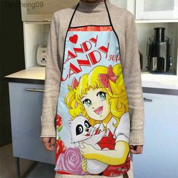 Candy Cartoon Kitchen Apron Dinner Party Cooking Apron Adult Baking Accessories Waterproof Fabric Printed Cleaning Tools L230620