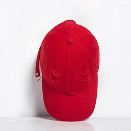 Bonés de bola verão cabeça grande 7cm aba chapéu de beisebol vermelho buraco cor sólida ajustável boné rua festa hip hop com preto e branco