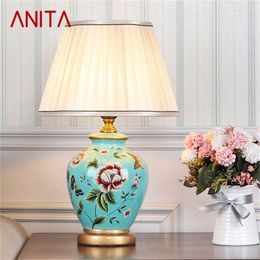 Table Lamps ANITA Ceramic Copper Modern Luxury Pattern Desk Light LED Besjdes For Home Bedroom