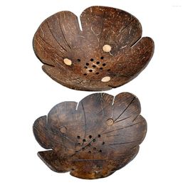 Bowls 2 Pcs Spaghetti Pasta Containerss Coconut Shell Candy Holder Storage Plate Home Ornament Bamboo Soap Drain