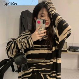 Women's Sweaters Women Striped Pullovers All-match Knitted Baggy Streetwear Cozy Spring Autumn Vintage O-neck Chic Korean Harajuku Ins