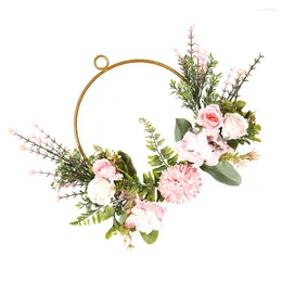 Decorative Flowers Hanging Ring Faux Flower Garland Door Wreath Hangings Front Wedding Artificial Pendant Iron Floral