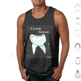 Men's Tank Tops Tooth Rescuer Shirt Vest Sleeveless Teeth Dentist Denture Toothbrush