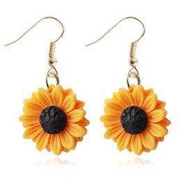 Stud 25mm Earrings For Girls Women Resin Handmade Cute Sunflower Resin Flatback Charms Drop Earrings Funny Gift J230717