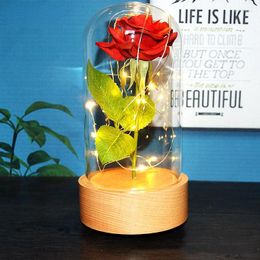 Table Lamps Artificial Red Rose Lamp LED Bedside Beauty Beast Light Wedding Anniversary Holiday Birthday Valentine's Gift