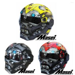 Motorcycle Helmets Black Grey Red Yellow MASEI 610 Helmet Flip Up Casque Vintage Full Face Iron Men