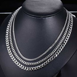 Strands 3mm5mm7mm Cuban Link Chain Stainless Steel Necklace Waterproof 18 k Gold Plated Punk Men Women Jewellery Diy Accessories Usenset 230613