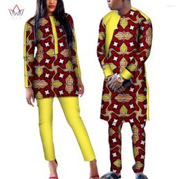 Ethnic Clothing Dashiki African Wax Print Clothes For Couple Plus Size Batik Two Piece Set Crop Top With Pants WYQ168
