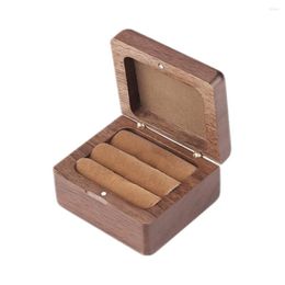 Jewelry Pouches Luxury Glossy Square Walnut Wood Engagement Rings Box Wedding Storage Case