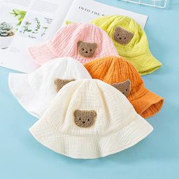 Korean Bear Baby Bucket Hat Solid Colour Cartoon Fisherman Cap for Toddler Boy Girl Summer Thin Kids Panama Sun Caps