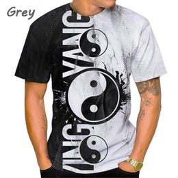 2022 The New! Fashion Gossip Tai Chi Yin Yang 3d Printing Men's T-shirt Dragon Printing Unisex Street Cool Short Sleeve