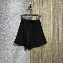 Women's Shorts Diamonds Women Casual Summer Elastic Waist White Wide Leg High Street Thin Loose A-Line Female M-XL