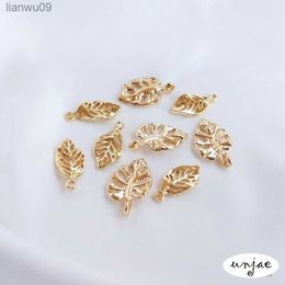 Custom 14K bag gold Colour accessories hollow threedimensional Leaf Pendant DIY Handmade Bracelet headdress Pendant Earrings L230704