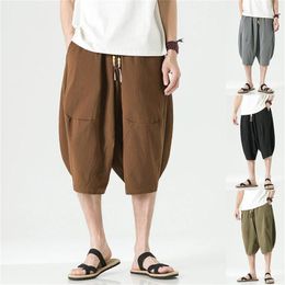 Men's Pants Slim Straight Cotton Seven Point Summer Casual Breathable Indoor House Sports For Men