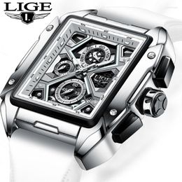 Wristwatches LIGE Luxury Casual Sport Watch Top Brand Creative Chronograph Silicone Strap Date Luminous Waterproof Big Men Watches Male