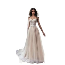 Julie Vino Full Beaded Plus Size Wedding Dresses Beach Backless Sweetheart Neckline Vestido De Novia Lace Corset Wedding Gowns