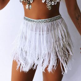 Skirts Women Sequin Tassel Tutu Skirt Rave Fringe Belly Dance Hip Scarf Wrap Skirt Club Mini Skirt Sexy Club party Clothing 230717