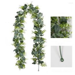 Decorative Flowers 1PC 170/180cm Artificial Eucalyptus Leaves Vines Garland Faux Silk Green Plant For Wedding Backdrop Arch Home Garden