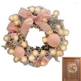 Decorative Flowers 30cm Christmas Wreath Door Garland Ornament Rattan With String Light Wall Hanging Decoration For Year Xmas Party