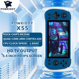 Portable Game Players POWKIDDY X55 5.5 INCH 1280*720 IPS Screen RK3566 Handheld Game Console Open-Source Linux Retro Video Console Children's gifts 230715