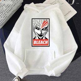 Men's Hoodies Anime BLEACH Kurosaki Ichigo Hoodie Men Cartoon Printing Hooded Pullover Oversized Sweatshirt Women Harajuku Gothic Streetwear