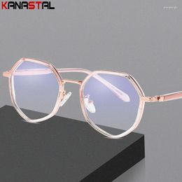 Sunglasses Women Blue Light Blocking Glasses TR90 Metal Polygon Eyeglasses Frame Trend Computer Eyewear Ultralight Men Myopia