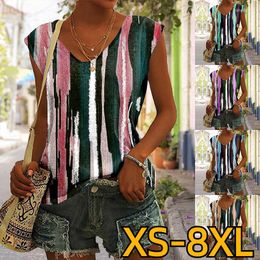 Women's Tanks Retro Top V-neck Tank Sleeveless Pullover Summer Daily Fashion T-shirt Design Tie Dye Print