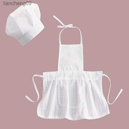 Cute Baby Chef Apron Hat For Kids Costumes Cotton Blended Chef Baby White Cook Costume Photos Photography Prop doll Hat Apron L230620