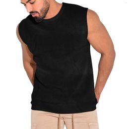 Men's Tank Tops Men Classic Solid Colour Casual Sport Waffle T Shirt Sleeveless Round Neck Vest Slim Fitness Top Undershirt Clothing