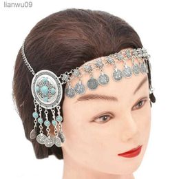Ethnic style exotic style coin tassel forehead headdress Antique photoshoot dancer headdress L230704