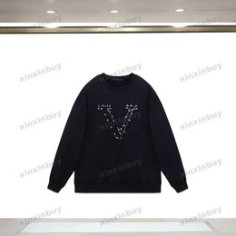 xinxinbuy Men women designer Sweatshirt Hoodie Paris number letter embroidery sweater blue black green XS-XL