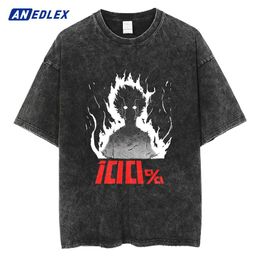 Vests Men Hip Hop Washed Tshirt Streetwear Japanese Anime Graphic Printed T Shirt Summer Short Sleeve Tshirt Haruku Cotton Tops Tee